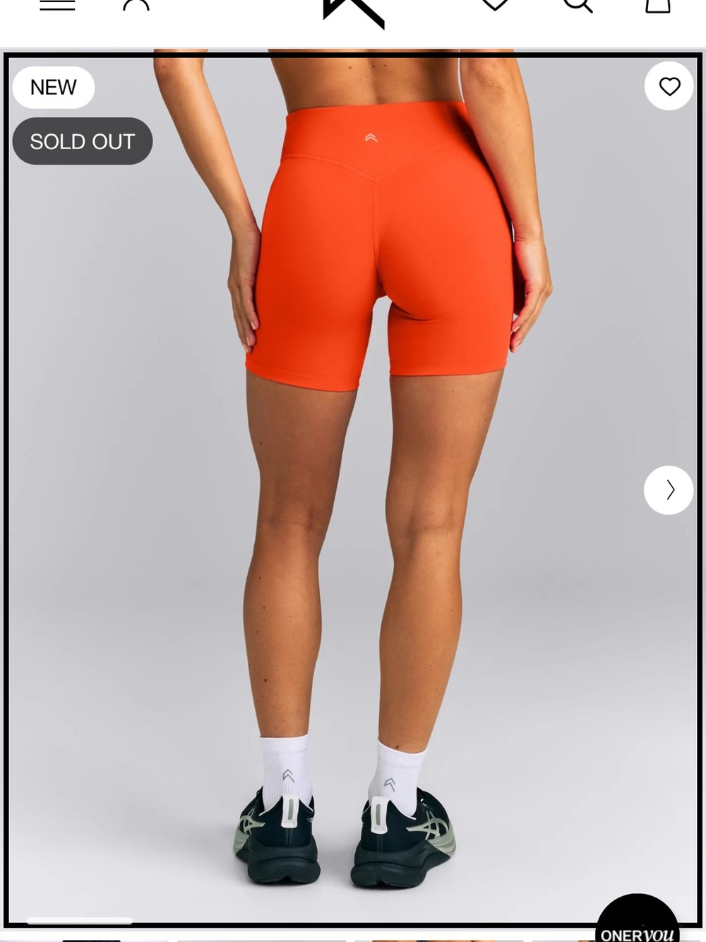 Oner Active Orange High-Waist Bike Shorts - Picture 2 of 5